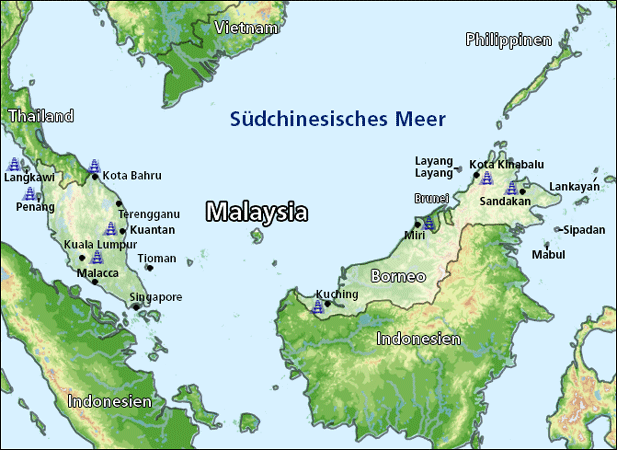 Karte von Malaysia